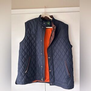Orvis Navy Quilted Vest with Orange Interior
